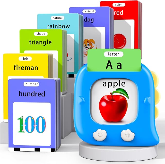 Kidzdo Talking Flash Cards with 560 Sight Word, Christmas Birthday Gifts for 2 3 4 5 6 Year Old Boys Girls, Montessori Pocket Speech Language Therapy Toys, Portable Toddlers Toys for Ages 2-6, Blue