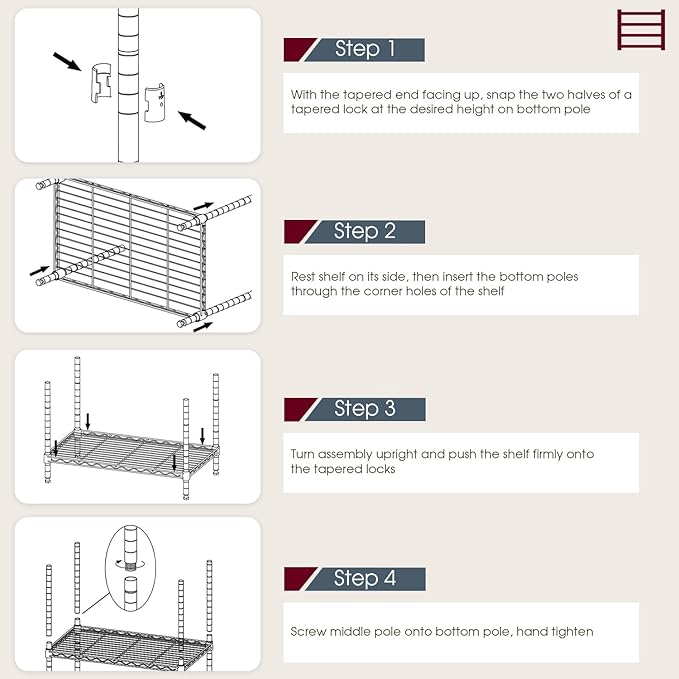 BestOffice | 6-Tier Wire Storage Shelves with Wheels | 48x18x77 | Black | Adjustable Racks | Heavy-Duty Metal Shelf, Holds Upto 600 lbs | No-Tool Assembly | Ideal for Home & Garage Shelving