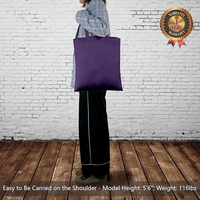 TOPDesign 12-Pack Economical 16"x15" Deep Purple Cotton Tote Bags, Lightweight Medium Reusable Grocery Shopping Cloth Bags, Suitable for DIY, Advertising, Promotion, Gift, Activity