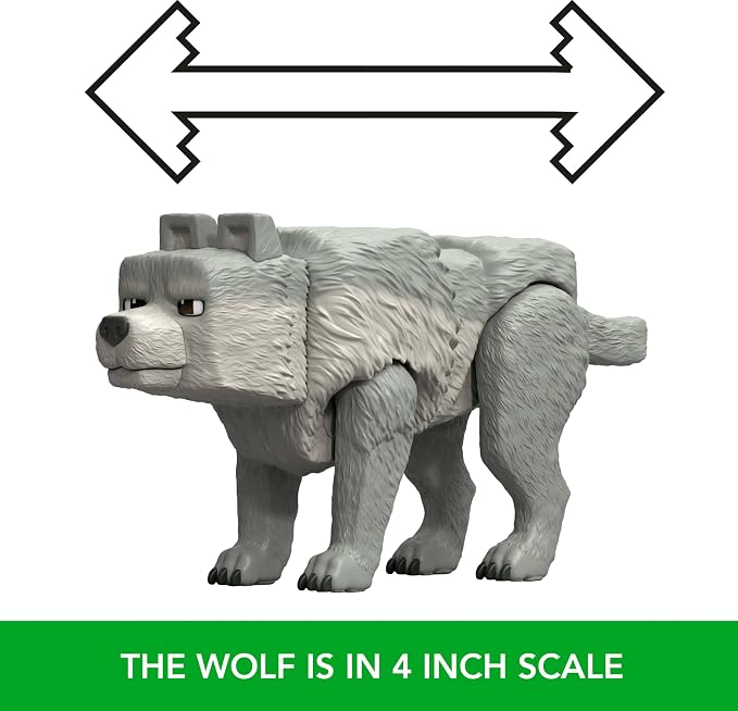Mattel Minecraft Action Figure & Accessories Set, 3.25-inch Dennis The Wolf Posable Character Collectible Inspired by A Minecraft Movie