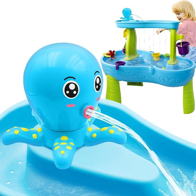 Intoypad Water Table Pump, Octopus Battery Powered Water Pump for Water Table 3 Hours Non-Stop Fun Summer Outdoor Water Toys Outside Water Play Table Accessories for Toddlers Kids (Blue)