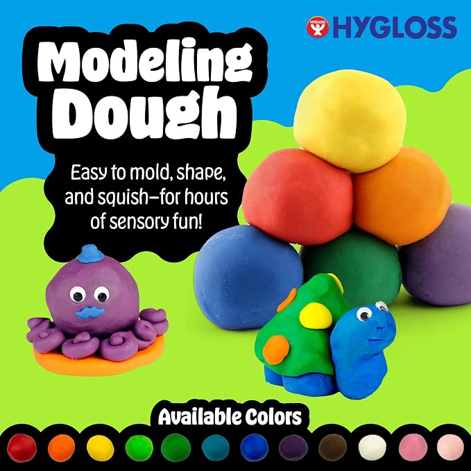 Hygloss Play Modeling Dough for Kids – Safe & Non-Toxic Sensory Dough for Arts and Crafts – 1 lb Tub – Play Clay for Toddler Activities, Preschool Classroom Must-Haves – Pink Color, Unscented
