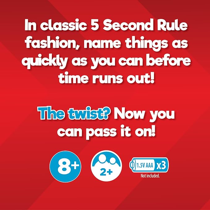 5 Second Rule Relay - Family Party Game - Electronic Relay Baton - Shout It Out & Pass It Fast! - for 2 or More Players, for Kids Ages 8 and Up