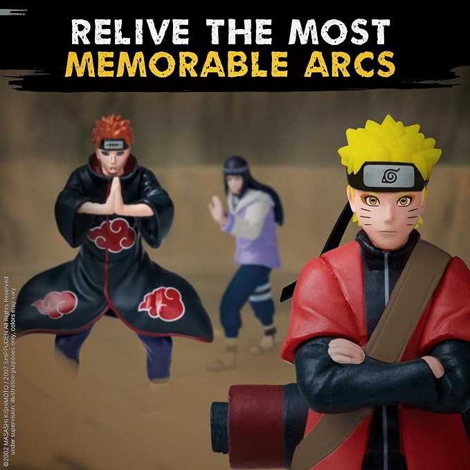 P.M.I. Naruto Shippuden Collectible Mini Figures 6 Pack Deluxe Box | Anime Action Toy Set Featuring Team 7 Ninjas, Akatsuki, Legendary Sannin & Rare Shinobi (Assortment D)
