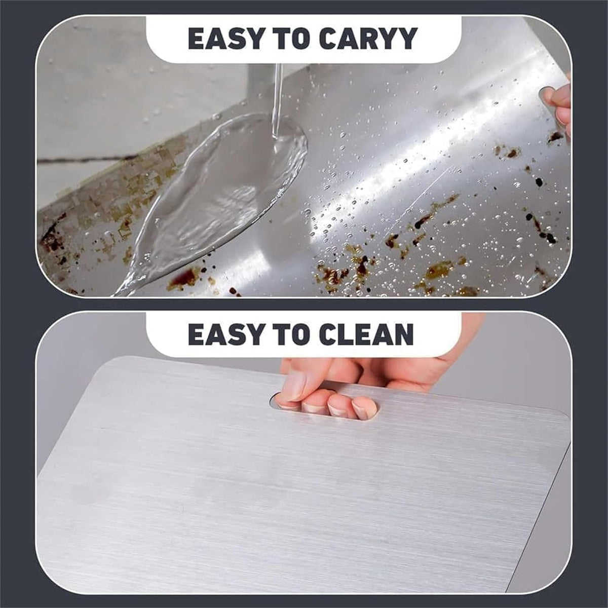 Titanium Cutting Board - 2025 New Upgrade 100% Pure Titanium Cutting Boards for Kitchen Double Sided Titanware Cutting Board,Hygiene Durable Dishwasher Safe Chopping Board,1PC (12"L x 9"W)