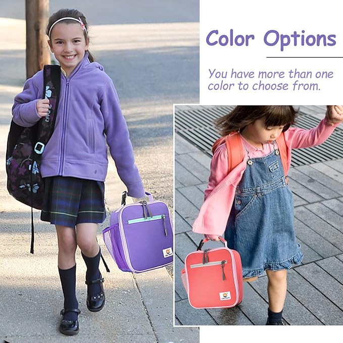 Lunch Box Kids,2 Packs Insulated Lunch Bag for Girls Boys,Soft Bag Mini Cooler Back to School Thermal Reusable Lunch Bag for Work School Picnic (Blue & Purple)