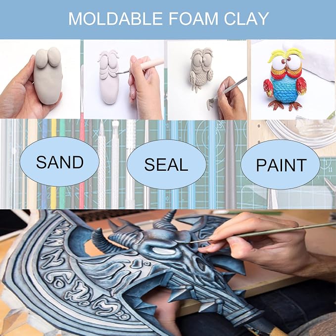 Foam Clay Cosplay Moldable Air Dry Foam Clay Craft 500g White Lightweight Sculpting Foam for Costumes Sanding Cosplay (500g, White)