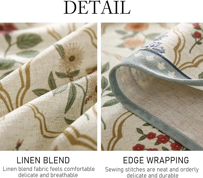 ISAENNE Designer Linen Long Rectangle Tablecloth,Western Colorful Floral Indoor Table Cloth,Wrinkle Resistant Decor Tablecloths for Dining Thanksgiving Kitchen Christmas,63"*94"-Serenity B