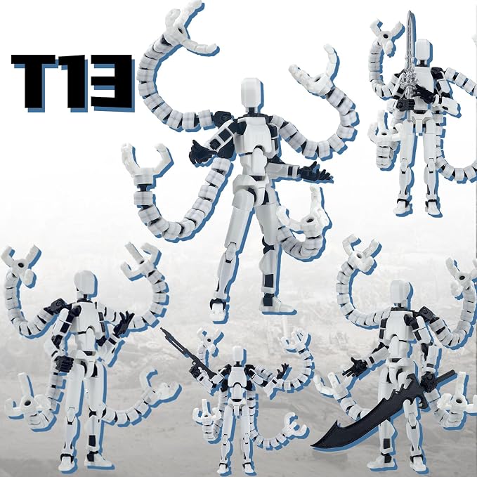 T13 Already Assembled Action Figure Accessories,T13 Multi-Jointed Movable,for Collectors Desktop Decorations t-13 Movability 3D Printed Toys (White, 7.2inch)