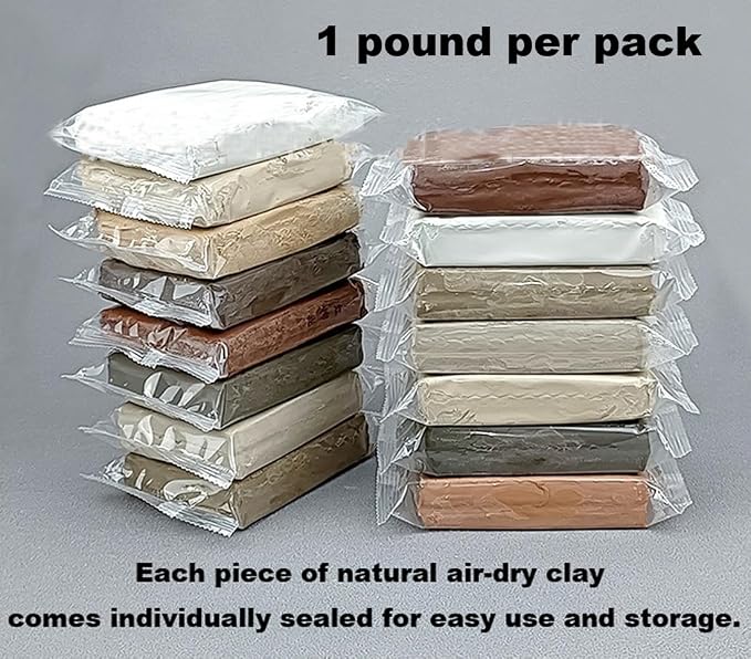 10 lb White+Terracotta Natural Air-Dry Clay + 30 pcs Pottery Tools + Storage Box,Ideal for Wheel Throwing,Hand Building,Sculpting;Great for All Skill Levels;Whiteware Clay for Pottery
