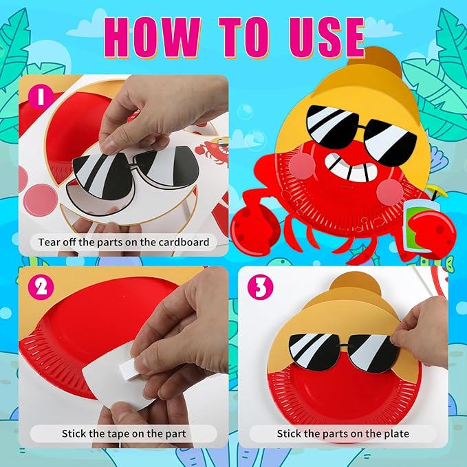 16 Pack Arts and Crafts for Kids, Toddler Crafts Animal Paper Plate Art Kit Gift for 3 4 5 6 Year Old Boys Girls DIY Kids for Birthday Party Favor Preschool Classroom Party Games