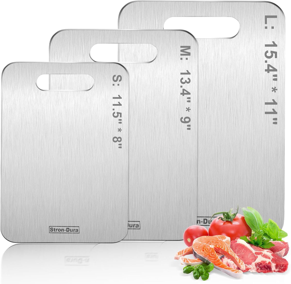 Stron- Dura Cutting Board - 304 Food Grade Stainless Steel Cutting Boards for Kitchen- for cutting Meat, Fruit, Vegetables, Outdoor or Indoor 11.5" X 8" (1, Small)