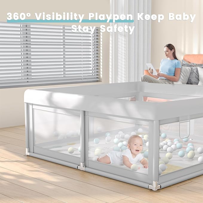 Hiaksedt Baby Playpen with Mat Small Playpen for Babies and Toddlers 50 x 50 inch Baby Fence Playards