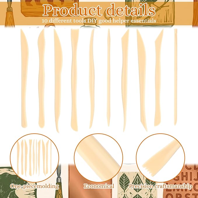 Ferrochef 20 Set 200 Pcs Plastic Clay Sculpting Tools Different Shapes Pottery Tools Clay Carving Cutters Pottery Trimming Supplies for DIY Ceramics Plastilina Molding Embossin (Classic Style)