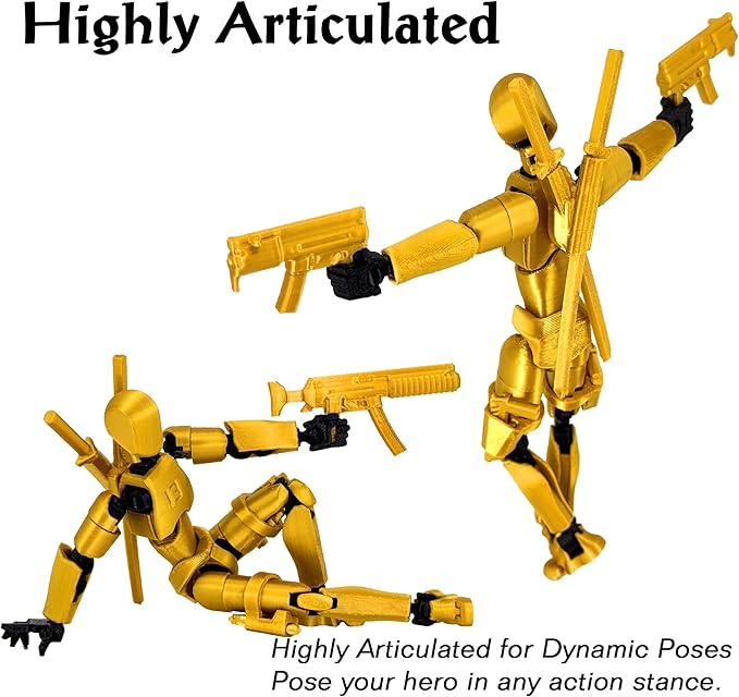 Gatling Gun Titan 13 Action Figure Set【Assembled】, Robot T Action Figure 3D Printed Dummy 13 Action Fidget Toys Figure Articulated, Lucky 13 for Collectors Desktop Decorations (Purple Blue)