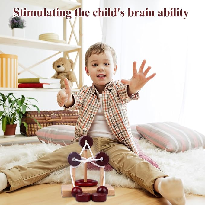 10 PCS Wooden Rope Puzzle Set Brain Teasers Puzzles Mind Toys for Adults Boys Girls Wooden Threading Rope Loop Toy Mind Toys Educational Toy-s for Family Game Educational Challenge Party Favor