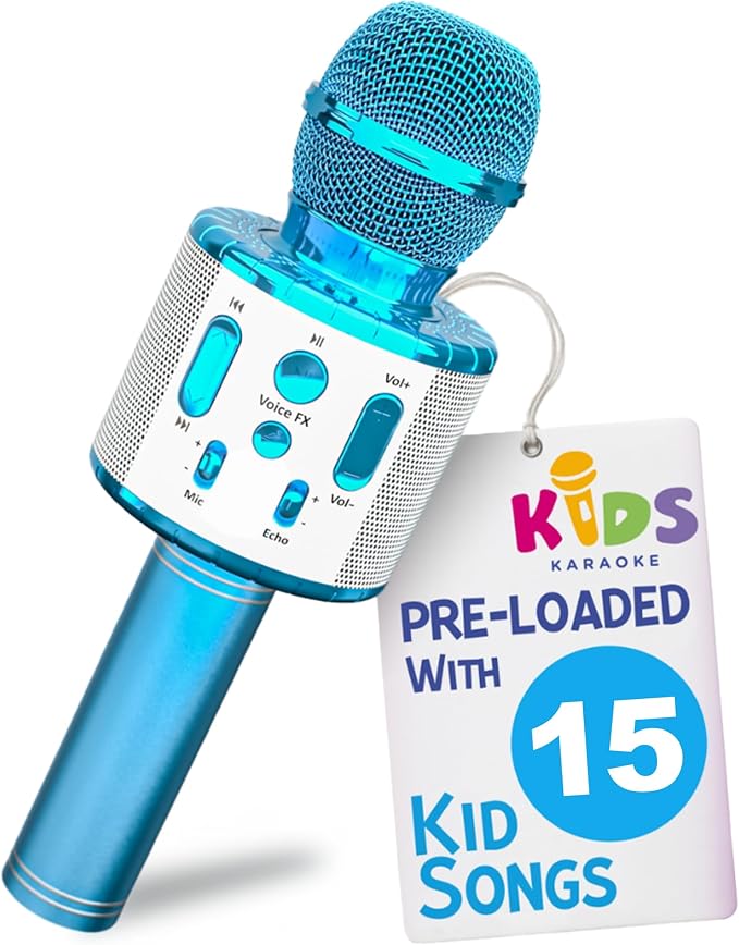 Move2Play, Kids Karaoke Microphone | Includes Pre-Loaded Songs & Bluetooth | Kids Birthday Party Gift | Toy for All Ages 2, 3, 4, 5, 6+ Year Old Girls, Boys & Toddlers