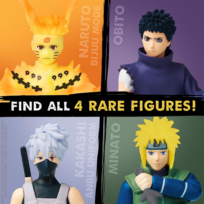 P.M.I. Naruto Shippuden Collectible Mini Figures 6 Pack Deluxe Box | Anime Action Toy Set Featuring Team 7 Ninjas, Akatsuki, Legendary Sannin & Rare Shinobi (Assortment A)