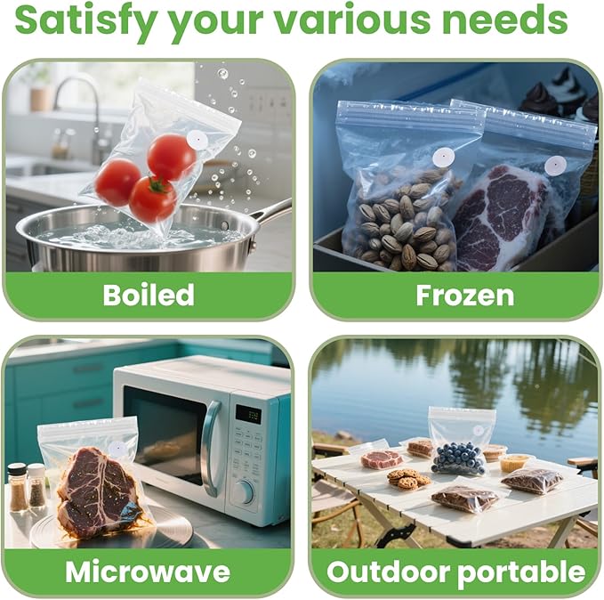 Reusable Vacuum Seal Bags, BPA-Free Food-Grade, Leakproof & Odor-Resistant, Freezer & Microwave Safe, Heavy-Duty Clear Bags for Meat, Seafood, Snacks, Dry Goods, 30 Pack (8.27" x 8.66")