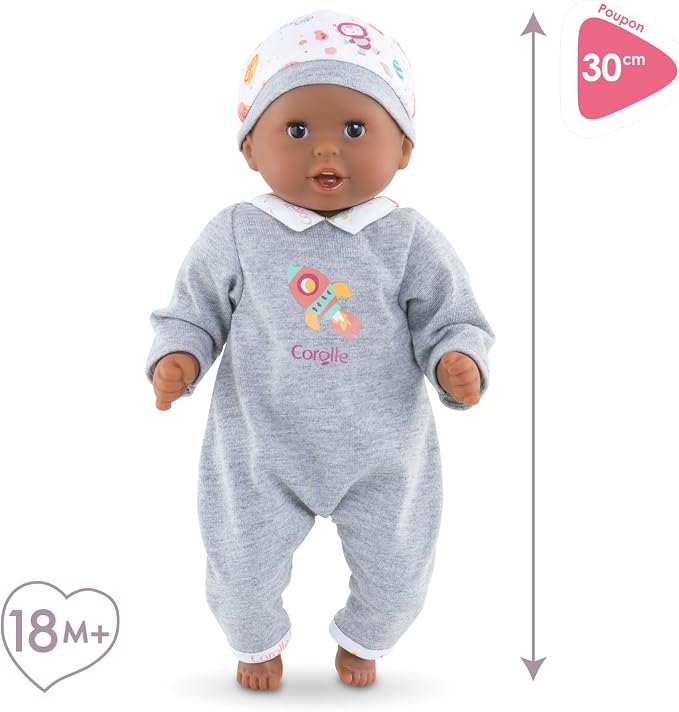Corolle Bébé Calin Marius - 12" Soft Boy Baby Doll with Vanilla Scent, Pink Outfit & Sleeping Eyes for Girls Ages 18 Months+, Cute Reborn Realistic Baby Dolls for 2 Year Old Girls