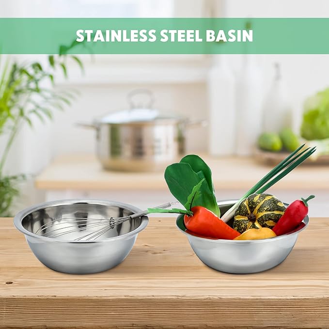 Pinkunn 12 Pcs Stainless Steel Mixing Bowls, Nesting Metal Salad Prep Bowls Bulk Reusable Baking Food Container Large Medium Small for Kitchen Hotel Restaurant Cooking, Silver (11 x 3.54 Inch)