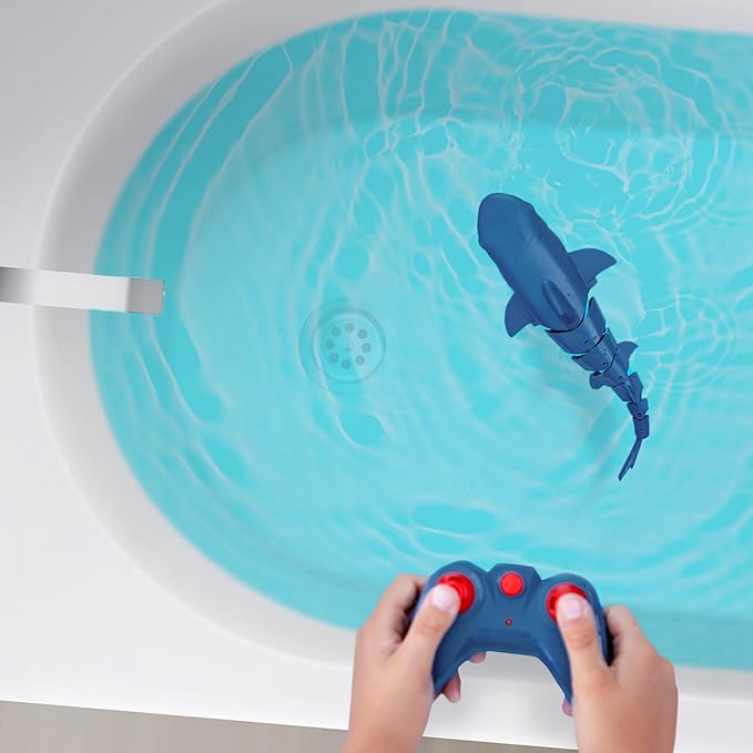 Terra by Battat – Remote Control Shark Toy for Bath & Pool Play – Electronic Great White Shark with Realistic Movement – Water Fun for Kids 6+ Years