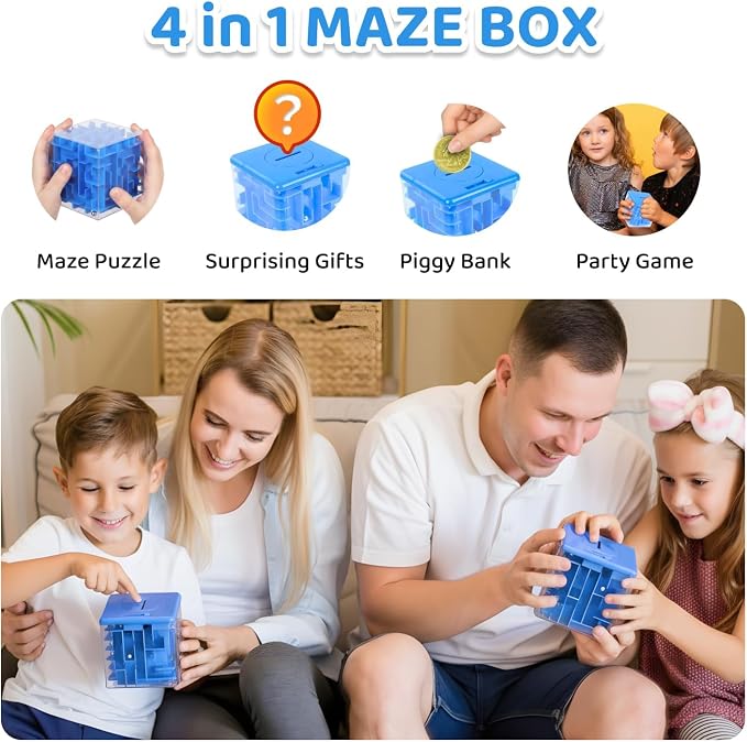 2 Packs Money Maze Puzzle Boxes Blue & Pink, Money Gift Boxes for Cash Pop Up, Money Puzzle Box for Cash Gift Kids Adults