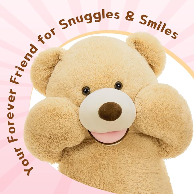 MaoGoLan Giant Teddy Bear Plush,39 inches Big Teddy Bear Stuffed Animal,Adorable Smiling Large Bear,Express Your Love Gift for Kids,Girlfriend,Baby Shower,Valentines Day,Christmas,Long Distance