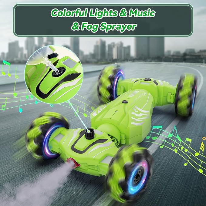 Dysaim Gesture RC Car, Birthday Gifts Toys for Boys 6-12 Year Old, 4WD Remote Control Car 360° Rotate Transform Drift RC Stunt Cars with Lights Music Sprayer, 2.4Ghz Hand Controlled