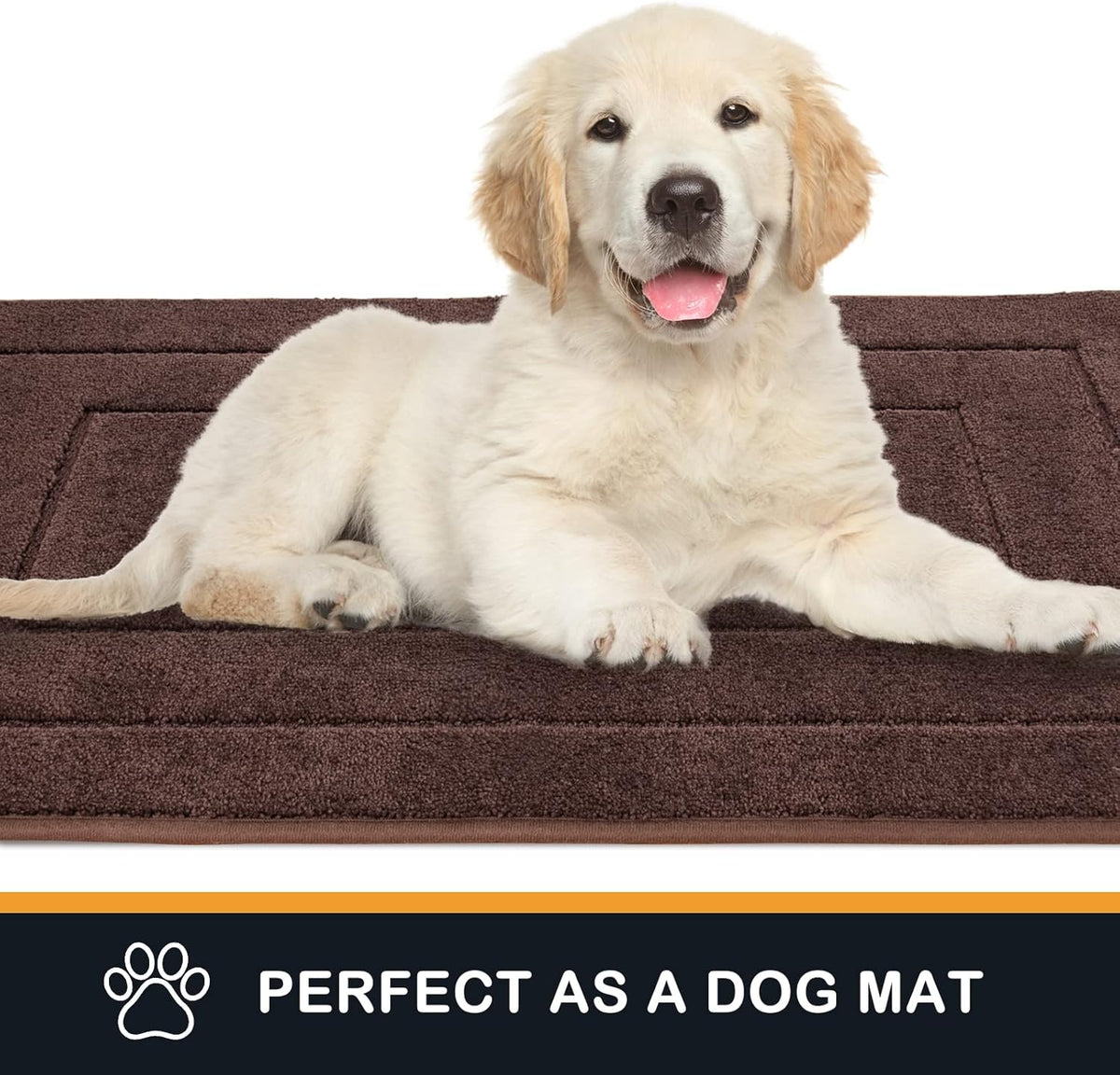 PURRUGS Dirt Trapping Door Mat 24" x 59", Non-Slip/Skid Machine Washable Entryway Rug, Dog Doormat, Super Absorbent Welcome Mat for Muddy Wet Shoes and Paws, Brown