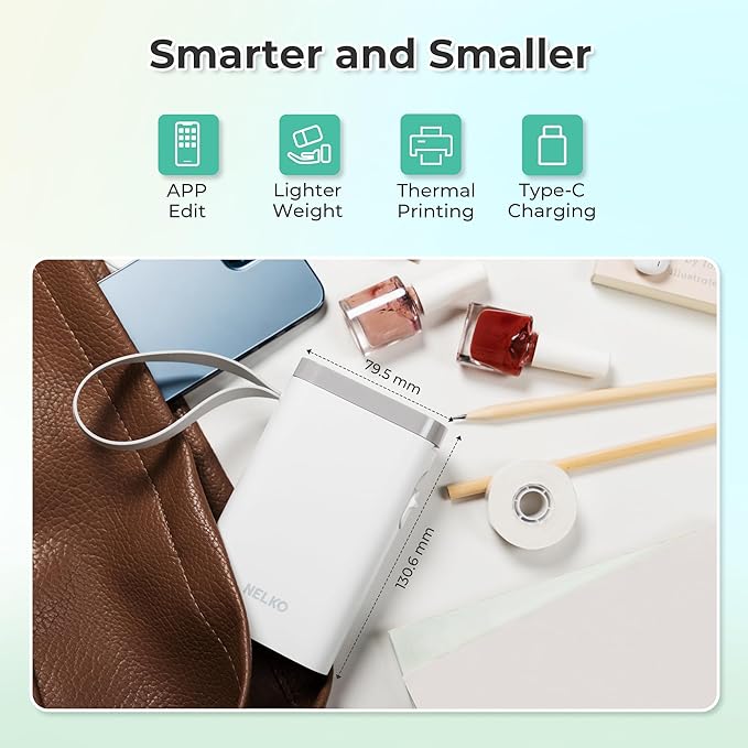 Nelko Label Maker Machine with Tape, P21 Bluetooth Label Printer, Wireless Mini Label Makers with Multiple Templates for School Office Home, White
