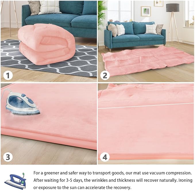 Baby Play Mat for Floor Nursery Rug Muscle Mat Area Rug Playroom Rug 74"x50" Playpen Mat Elastic Foam 1.3" Thick Crawling Mat for Babies,Toddlers, Infants, Kids,Light Pink