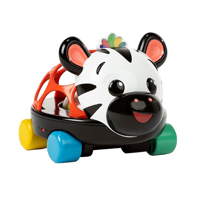 Baby Einstein Curious Car Zen Oball Toy Car & Rattle, Light Up, Ages 3 Months+, Zen The Zebra