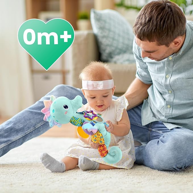 LIGHTDESIRE Baby Toys Sensory Musical Seahorse Soft Plush Stuffed Animals | Infant Toys with Teething Crinkle & Rattles for Newborn 0-3-6-12 Months Tummy Time Toys for Boys Girls Birthday Shower Gifts