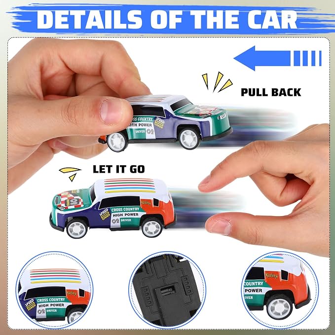 Jenaai 200 Pcs Mini Pull Back Toy Cars Bulk Pull Back Die Cast Race Cars Party Favors for Boys Girls Christmas Party Favor Return Gift Goodie Bag Stuffer Classroom Carnival Gift