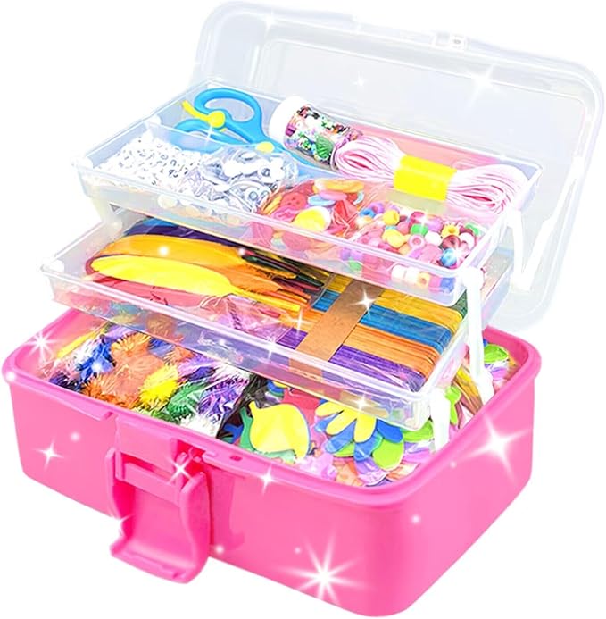 3000Pcs Arts and Crafts Supplies for Kids Crafts for Girls 8-12 Craft Kit with Pipe Cleaners Beads Crafts for Kids DIY School Supplies Set Crafting Box for Girls Boys Age 4-6, 6-8, 8-12 years Gifts