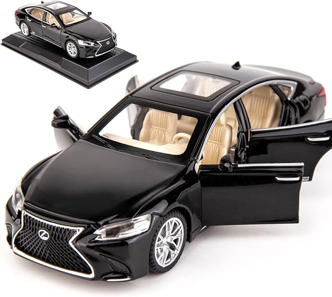 BDTCTK 1/32 Compatible for Lexus Ls500h Model Car, Zinc Alloy Pull Back Toy car with Sound and Light for Kids Boy Girl Gift(Black)