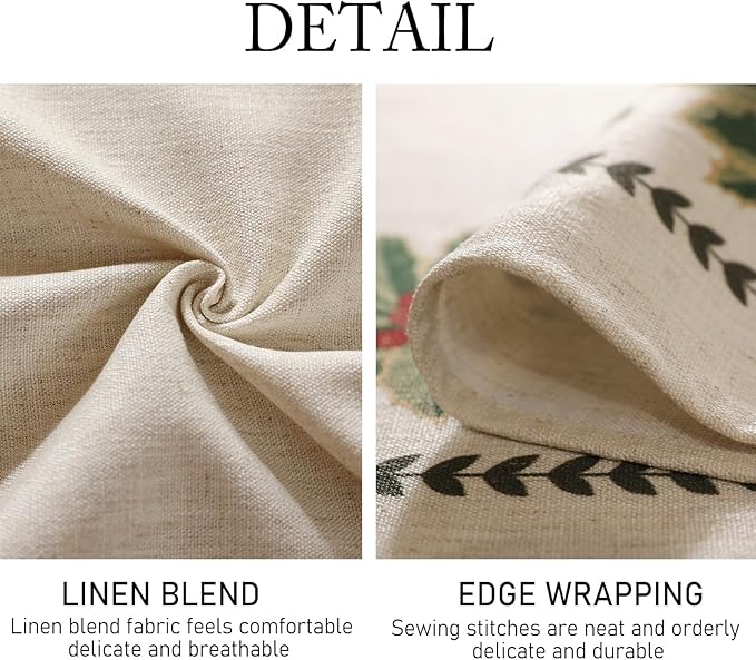 ISAENNE Designer Christmas Linen Long Rectangle Tablecloth,Light Beige Western Table Cloth,Wrinkle Resistant Decor Tablecloths for Dining Thanksgiving Kitchen Christmas,63"*94"-Carol G