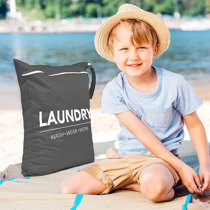 2 Pcs Large Travel Laundry Bag Waterproof Wet Dry Bag Washable Dirty Clothes Bag for Gym Clothes Laundry Wet Clothes Swimming Yoga