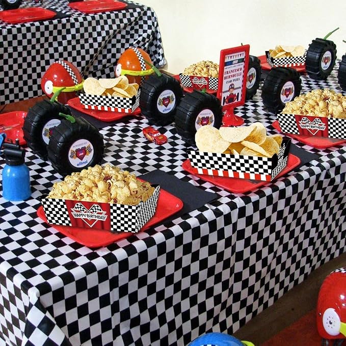 48 Pcs Racing Car Theme Food Trays Race Track Party Supplies Decorations Racing Sports Themed Dinnerware for Kids Boys Birthday Baby Shower Decor