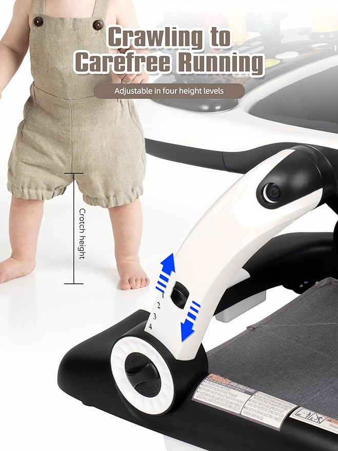 Music and Lights Baby Walker with Wheels, 6 in 1 Baby Activity Center w/Ergonomic backrest Design, Baby Walkers for Boys w/Foot Pads, Music Bouncer Walkers for Boys Girls Babies 6-18 Months, Black