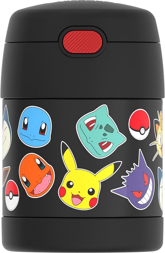 THERMOS FUNTAINER 10 Ounce Stainless Steel Vacuum Insulated Kids Food Jar with Spoon, POKEMON