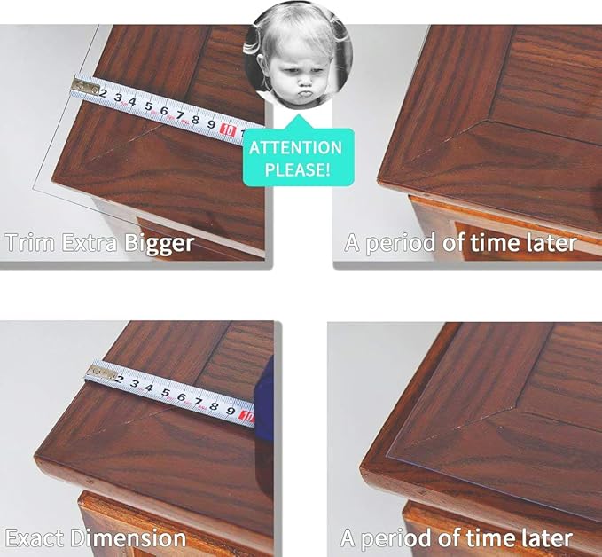 NECAUX Custom 42 x 64 Inch Clear Table Cover, 1.5mm Thick Plastic Waterproof Heavy Duty Desk Protector, Non-Slip Tablecloth for Coffee and Dining Tables