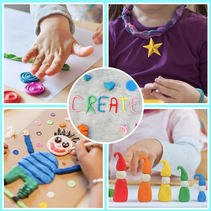 ESSENSON Modeling Clay Kit - 62 Colors Air Dry Magic Clay, Best Gift for Boys & Girls Age 3-12 Year Old, DIY Molding Kids, with Sculpting Tools, Decoration Accessories, Kids Art Crafts