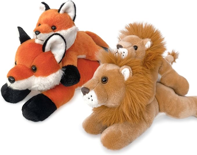 Lion Stuffed Animal for Kids,8 inch Realistic Animal Plush Toy Lying Down Posture Animals,Plush Lion for Boys Girls Adult Birthday Hug Teaching(S-Lion)