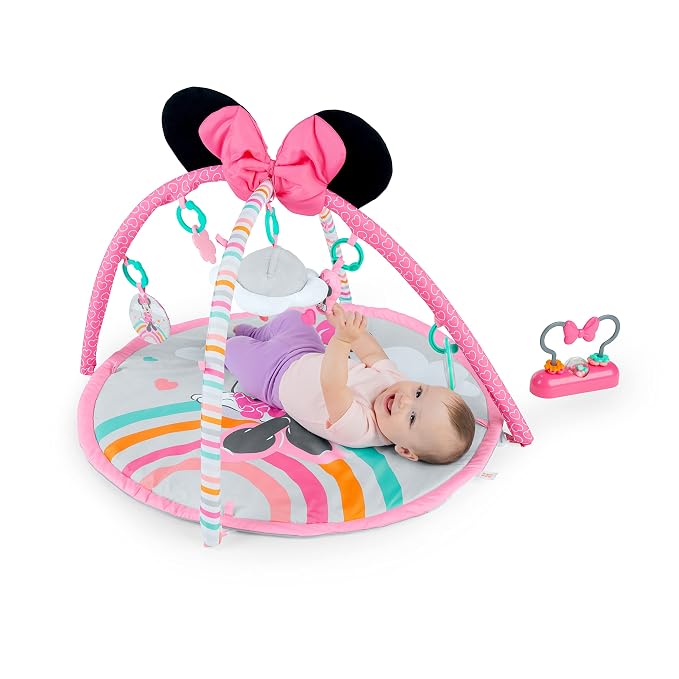Bright Starts Disney Baby Minnie Mouse Forever Besties Activity Gym with Music and Lights, Pink, Newborn+