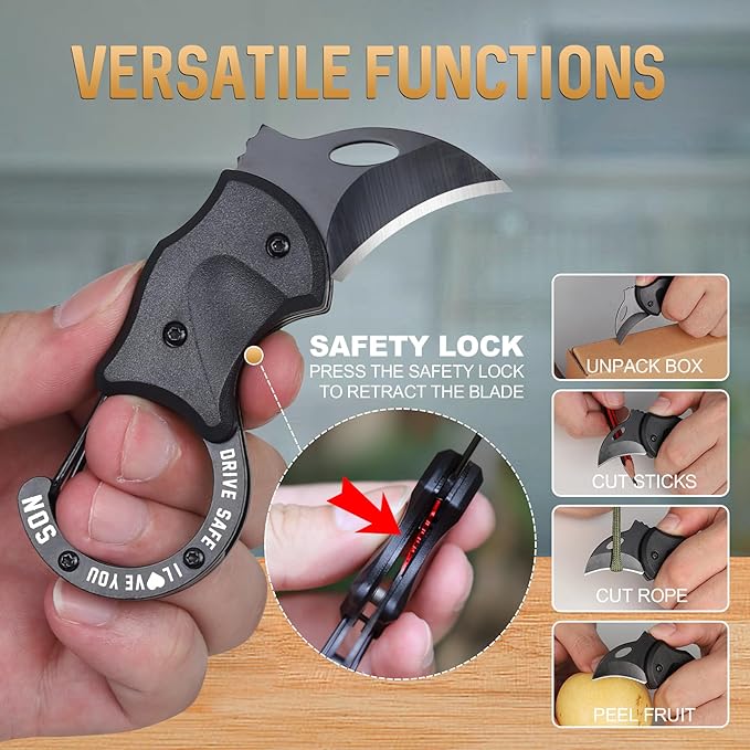 Son Gifts for Christmas, EDC Box Cutter, Christmas Birthday Gifts Ideas for Son, EDC Gadget Gift for Camping Hiking Fishing