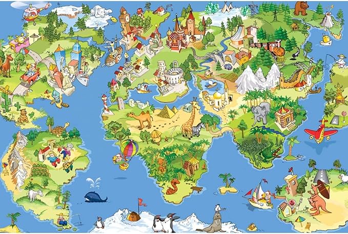 HUADADA Jigsaw Puzzles for Kids 100 Pieces, World Map Floor Toys Montessori Games Learning Education Activities Birthday Gifts for Toddlers Boys Girls Ages 5 6 7 8+ Years Old (15"x10"), 1:1 Poster