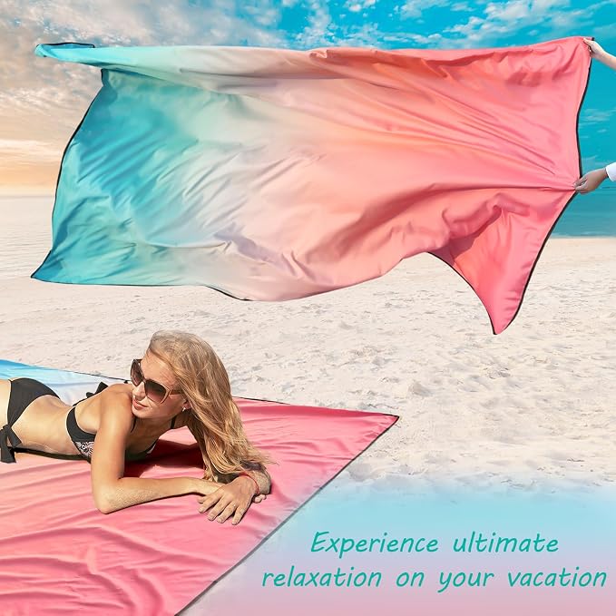AISPARKY Beach Blanket Waterproof Sandproof Extra Large, Oversized Beach Mat, Quick Drying&Compact&Lightweight, Picnic Blankets Vacation Essentials for Outdoor Beach Camping (79" X 83" (4 Person))