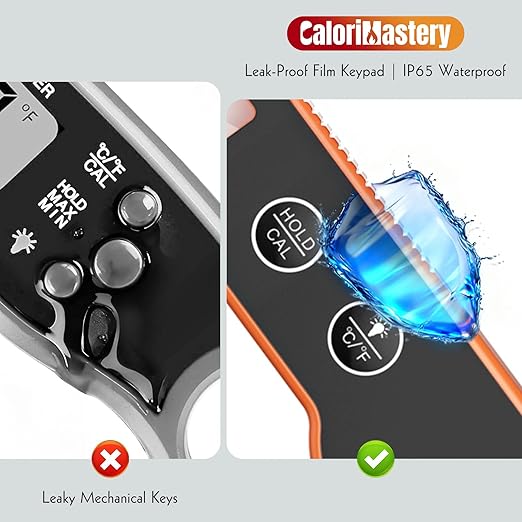Meat Thermometer Digital with Backlight, Calibration & Hold Function, IP65 Waterproof Food Thermometer for Cooking, Outdoor Grilling, Candy Making